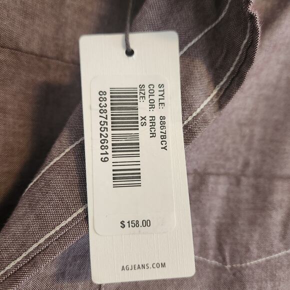 Adriano Goldschmied size XS Mauve Long Sleeve‎ Button Up Shirt 8867BCY NWT - Picture 7 of 9